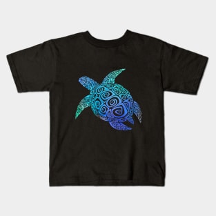 Blue mandala turtle Kids T-Shirt